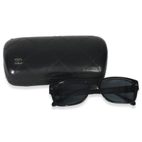 Black Acetate Quilted Frame CC Square Lens Sunglasses