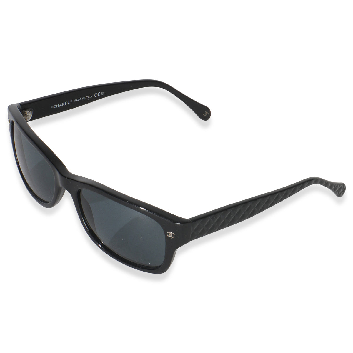 Black Acetate Quilted Frame CC Square Lens Sunglasses