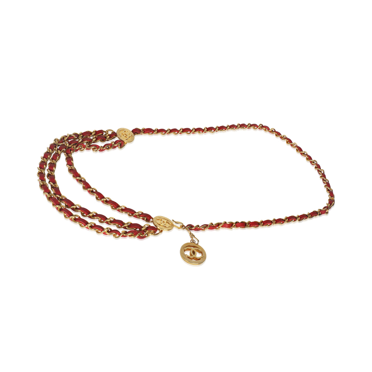 Gold-Plated  Vintage 1984 Red Leather Belt