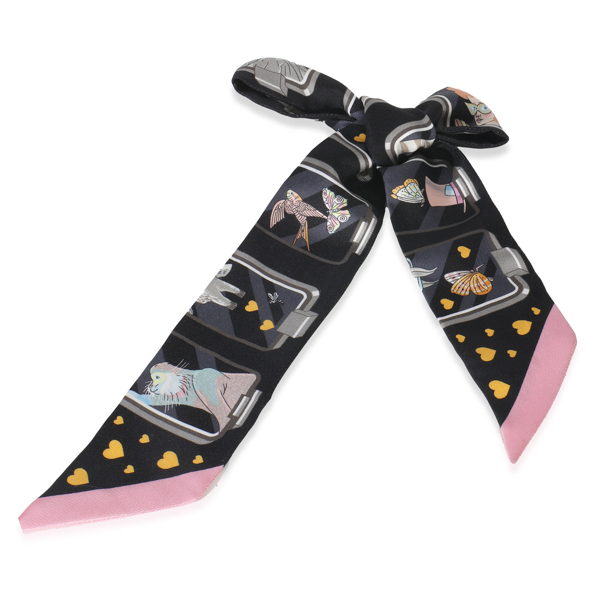 Black Rose Gris Silk Story Twilly