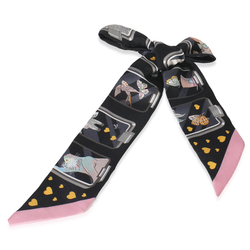 Black Rose Gris Silk Story Twilly