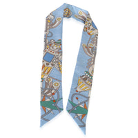 Hermès Beige Bleu Ciel Jaune Vif Silk Odyssey Twilly bv