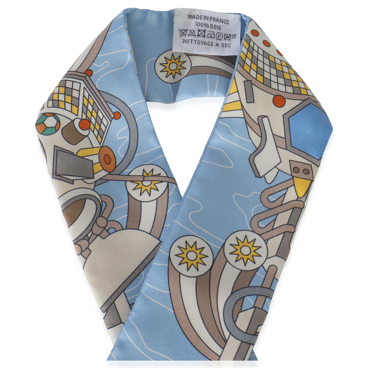 Hermès Beige Bleu Ciel Jaune Vif Silk Odyssey Twilly pv