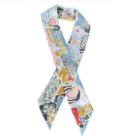 Bleu Ciel Vert Rose Silk Bingata Twilly