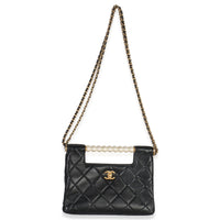 Chanel 25P Black Shiny Quilted Lambskin Pearl Small Shopping Bag Handbag av