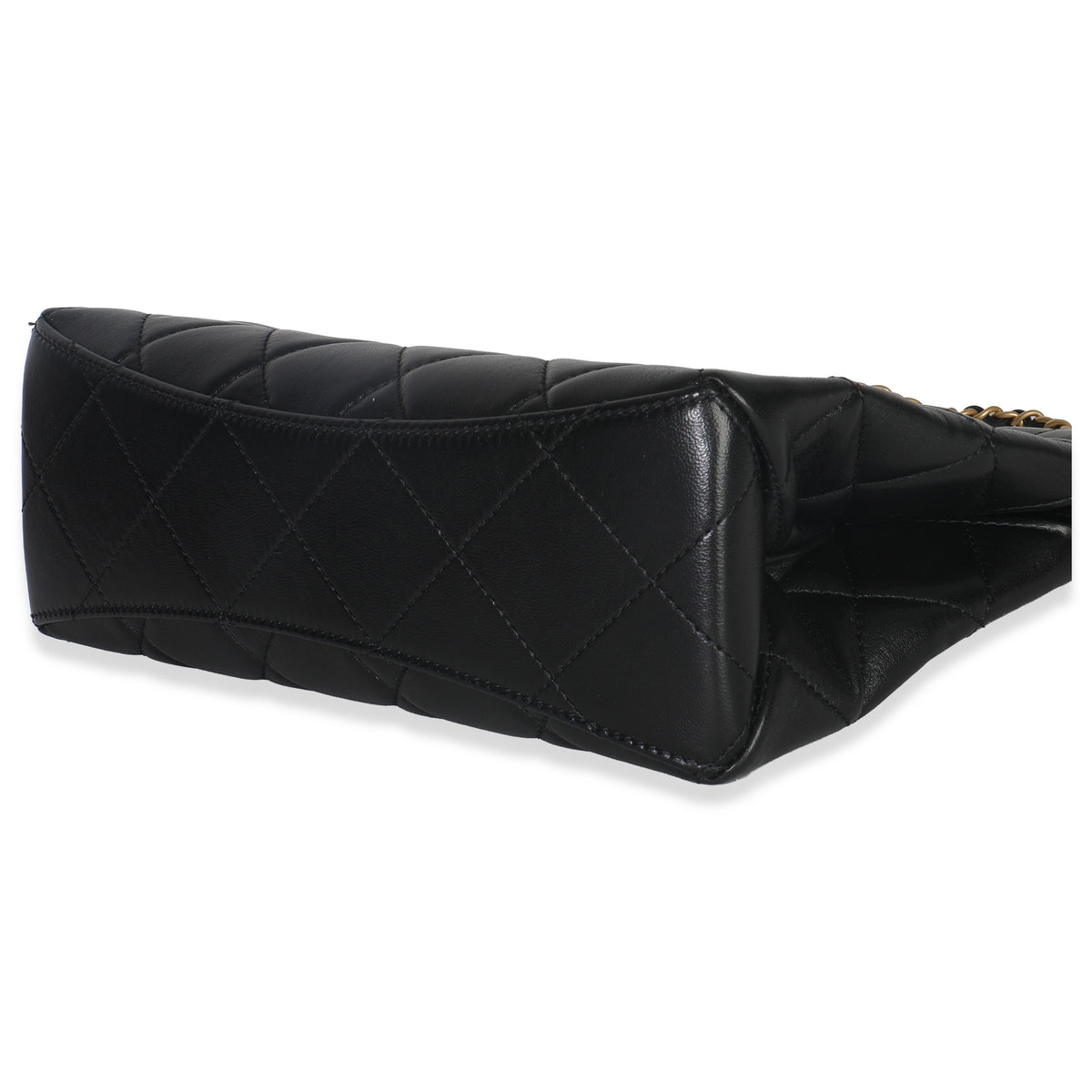 Chanel 25P Black Shiny Quilted Lambskin Pearl Small Shopping Bag Handbag box