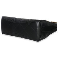 25P Black Shiny Quilted Lambskin Pearl Small Shopping Bag