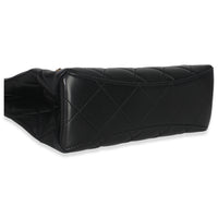 25P Black Shiny Quilted Lambskin Pearl Small Shopping Bag