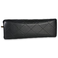 25P Black Shiny Quilted Lambskin Pearl Small Shopping Bag