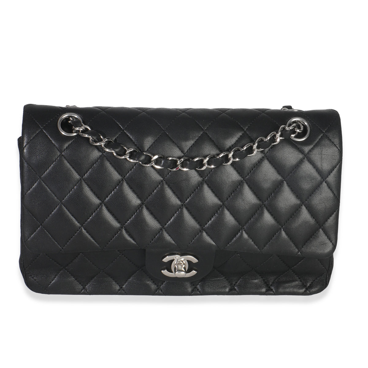 Black Quilted Lambskin Medium Classic Double Flap Bag
