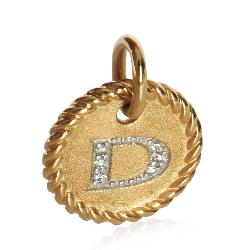 Yellow Gold Diamond Cable Collectibles Initial D Pendant