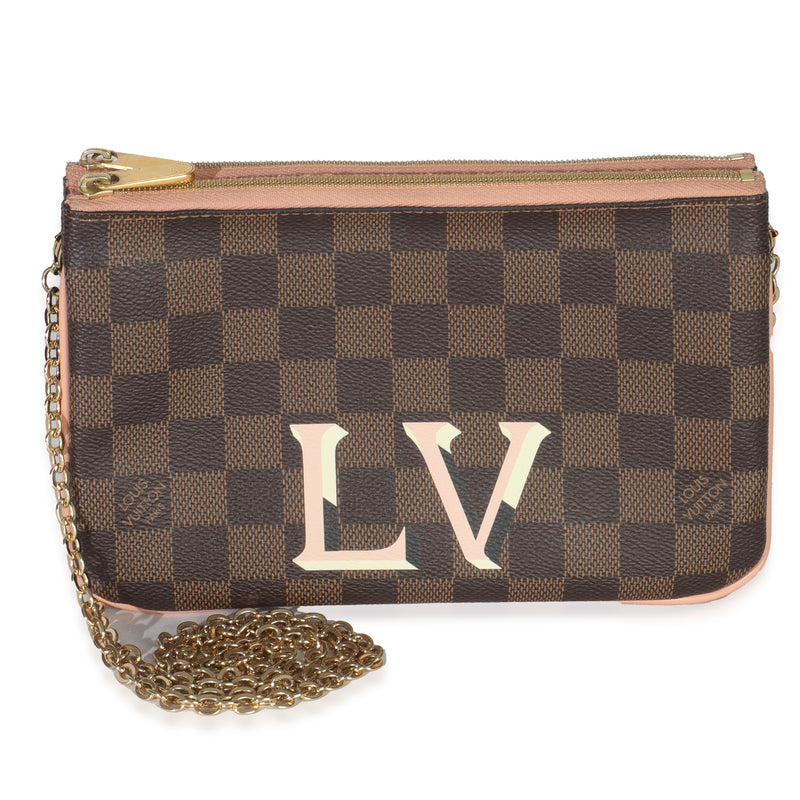 Damier Ebene Canvas Double Zip Pochette