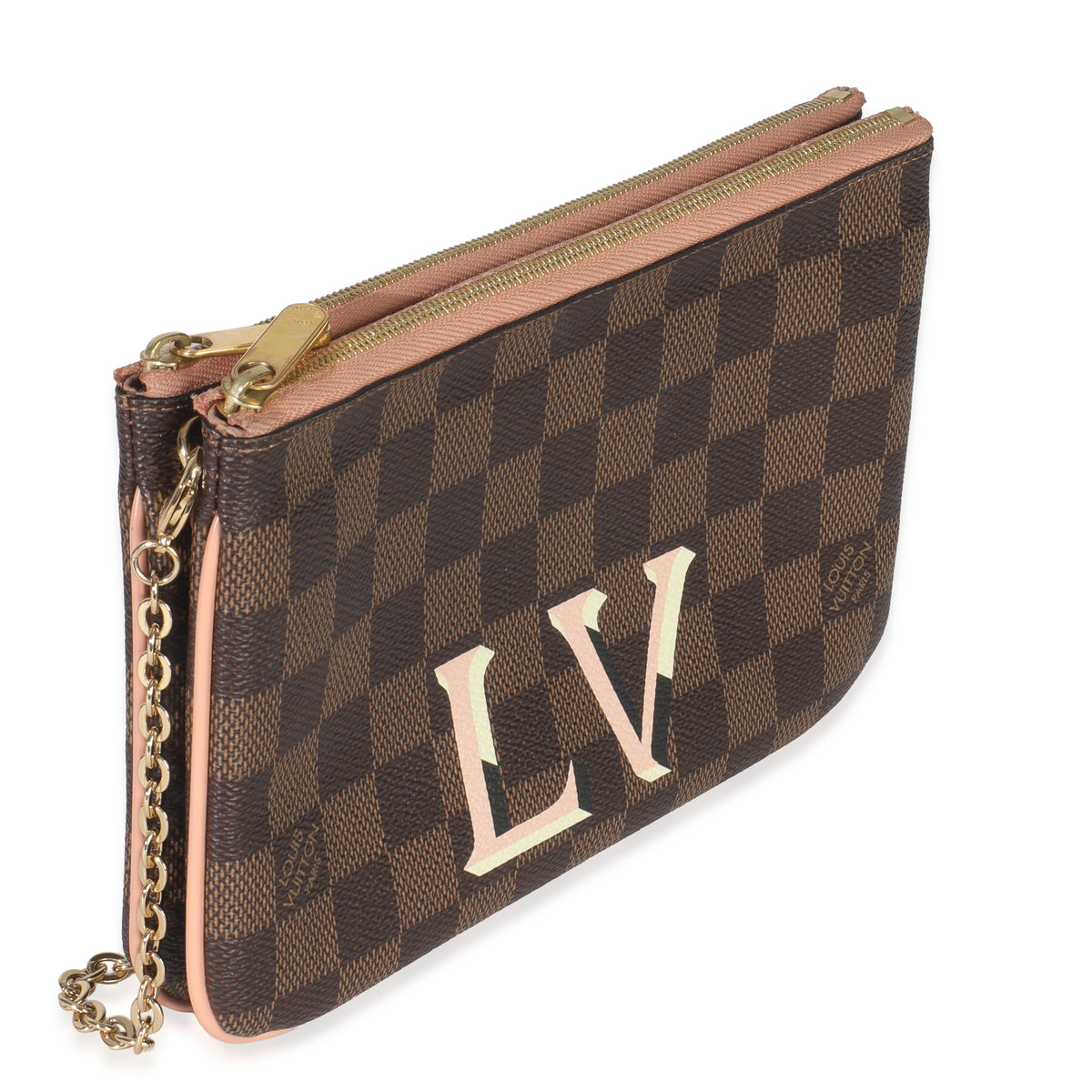 Damier Ebene Canvas Double Zip Pochette