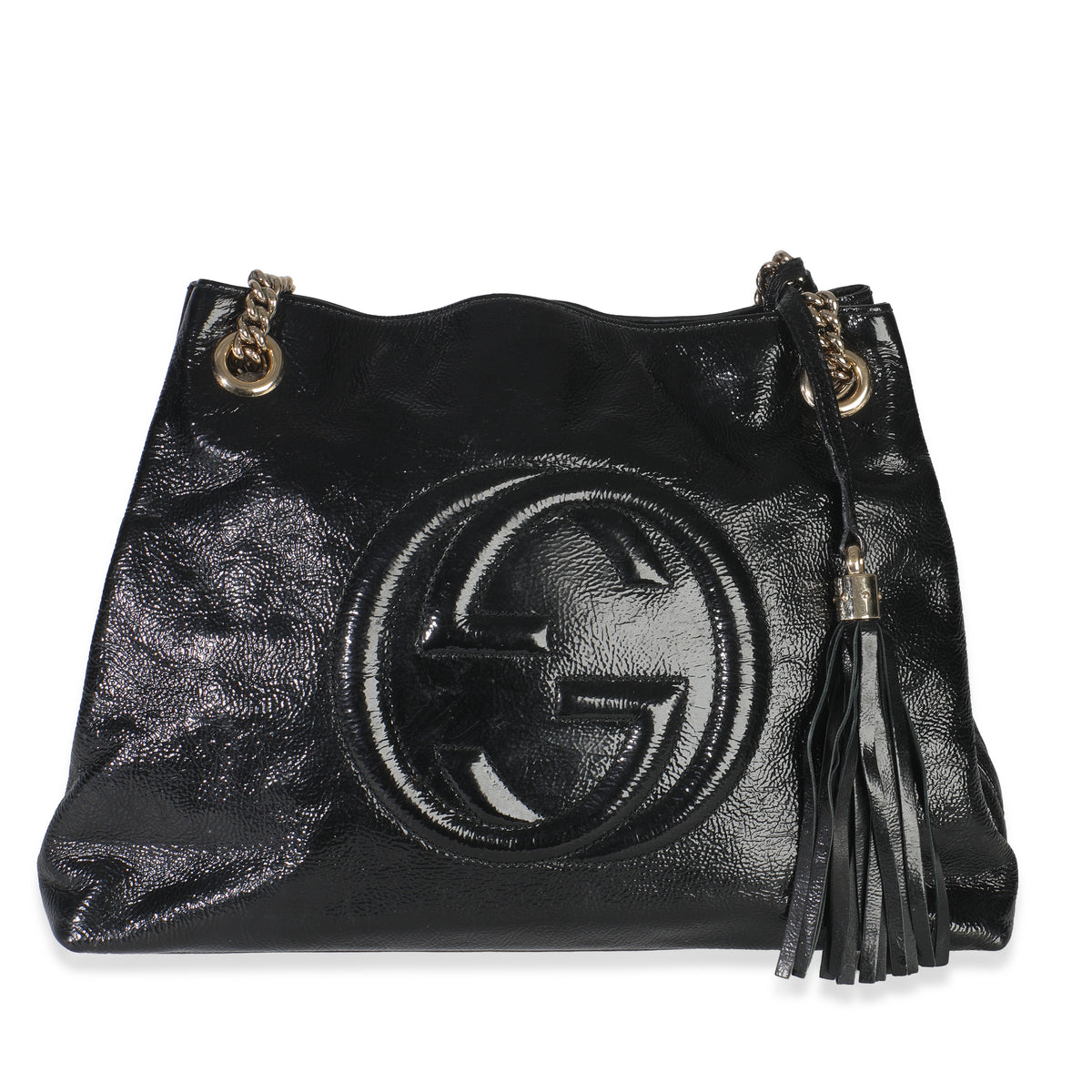 Black Patent Leather Medium Soho Chain Shoulder Bag