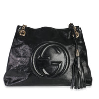 Black Patent Leather Medium Soho Chain Shoulder Bag