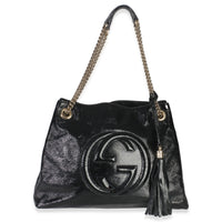 Black Patent Leather Medium Soho Chain Shoulder Bag