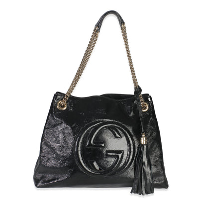 Black Patent Leather Medium Soho Chain Shoulder Bag