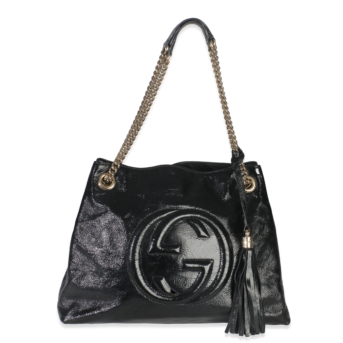 Black Patent Leather Medium Soho Chain Shoulder Bag