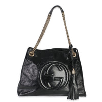 Black Patent Leather Medium Soho Chain Shoulder Bag