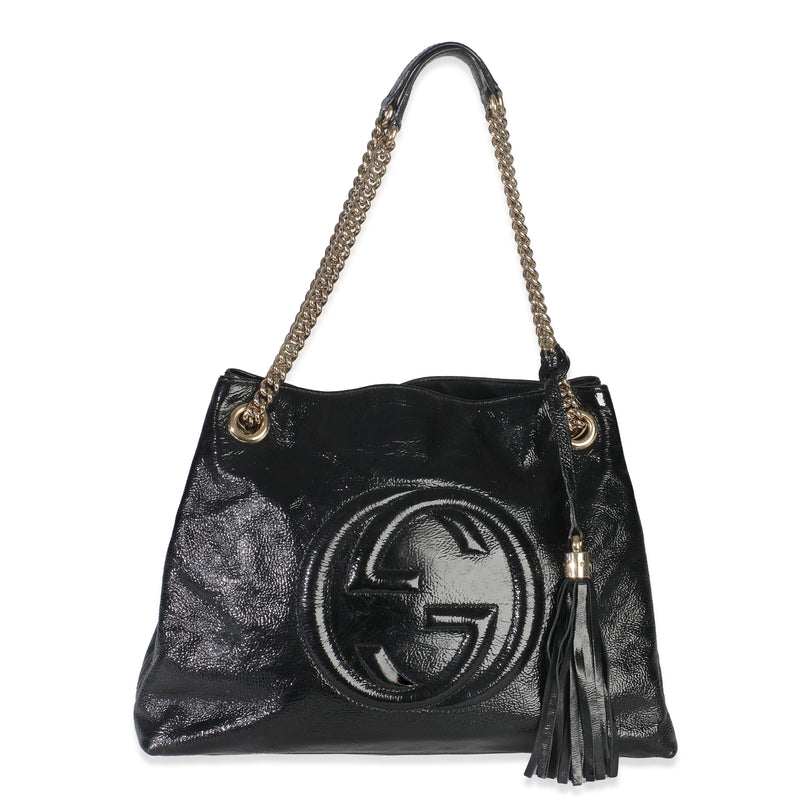 Black Patent Leather Medium Soho Chain Shoulder Bag
