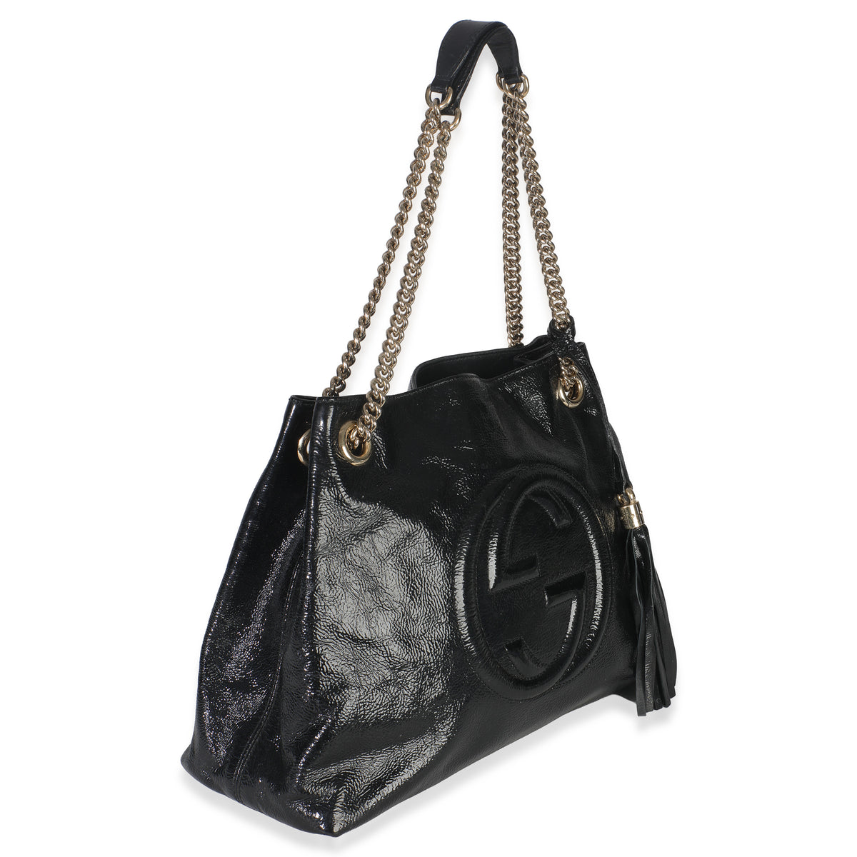 Black Patent Leather Medium Soho Chain Shoulder Bag