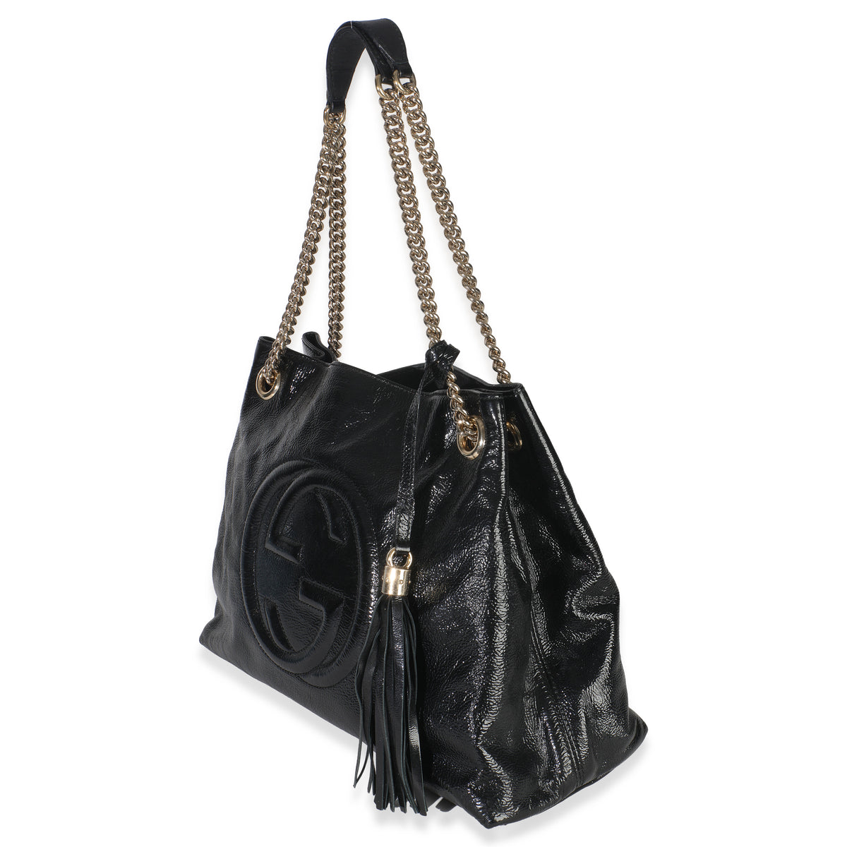 Black Patent Leather Medium Soho Chain Shoulder Bag