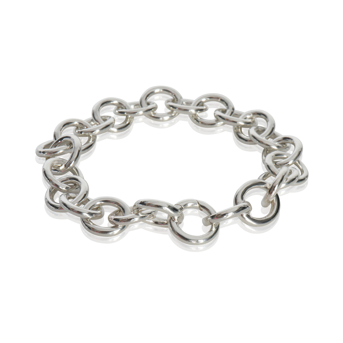 Tiffany & Co. Sterling Silver  Round Link Clasping End Bracelet pv