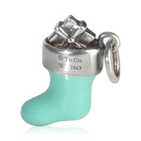 Sterling Silver  Blue Enamel Stocking Charm