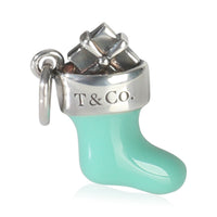 Sterling Silver  Blue Enamel Stocking Charm