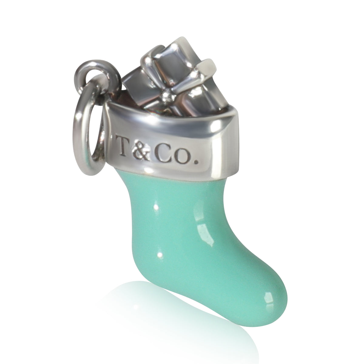 Sterling Silver  Blue Enamel Stocking Charm