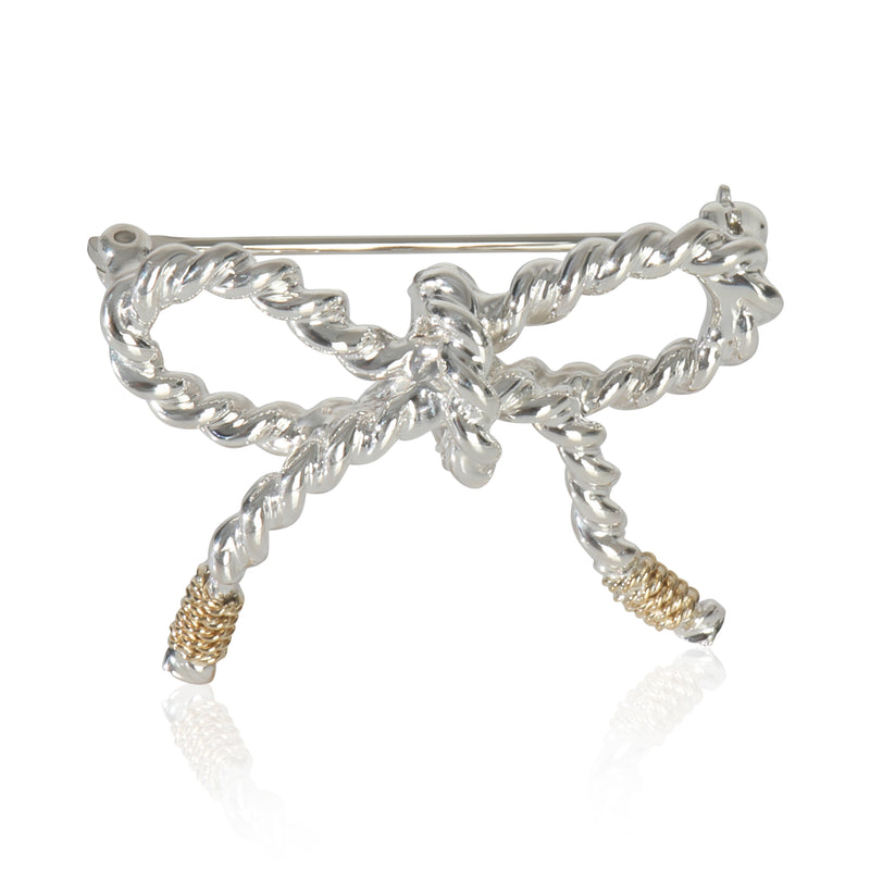 Yellow Gold & Sterling Silver  Vintage Bow Brooch