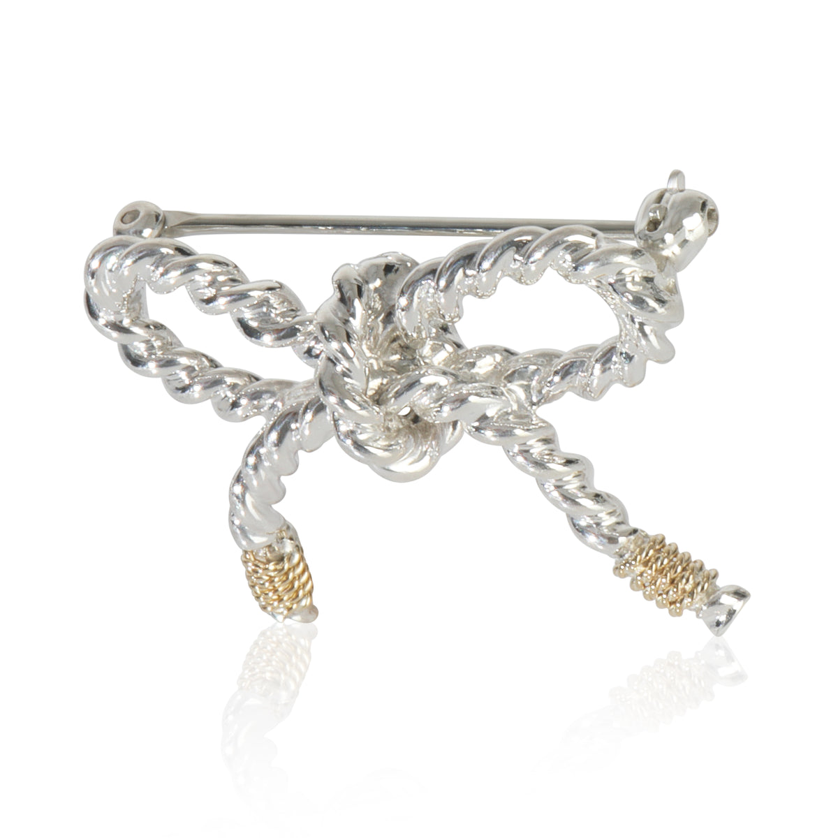 Yellow Gold & Sterling Silver  Vintage Bow Brooch