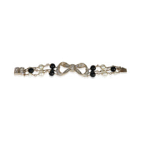 Gold-Plated  2010 Strass Bow Bracelet With Bead & Faux Pearls Bracelet