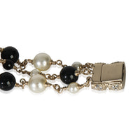 Gold-Plated  2010 Strass Bow Bracelet With Bead & Faux Pearls Bracelet