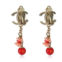 Gold-Plated  2011 Red Enamel CC Earrings