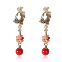 Gold-Plated  2011 Red Enamel CC Earrings