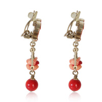 Gold-Plated  2011 Red Enamel CC Earrings