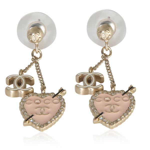 Gold-Plated 2010 Pink Heart CC Earrings