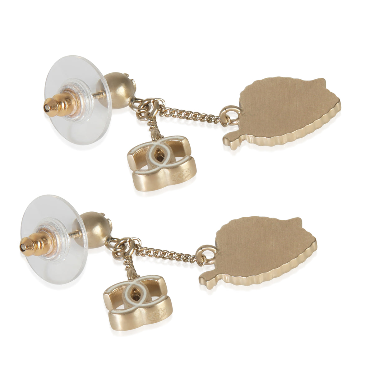 Gold-Plated  2010 Pink Heart CC Earrings