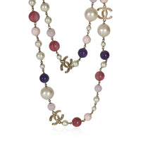 Gold-Plated  2010 Multicolor Bead & Faux Pearl CC Necklace
