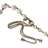 Gold-Plated  2010 Multicolor Bead & Faux Pearl CC Necklace