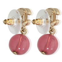 Gold-Plated  2010 CC & Pink Bead Earrings