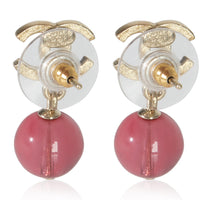 Gold-Plated  2010 CC & Pink Bead Earrings