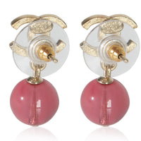 Gold-Plated  2010 CC & Pink Bead Earrings