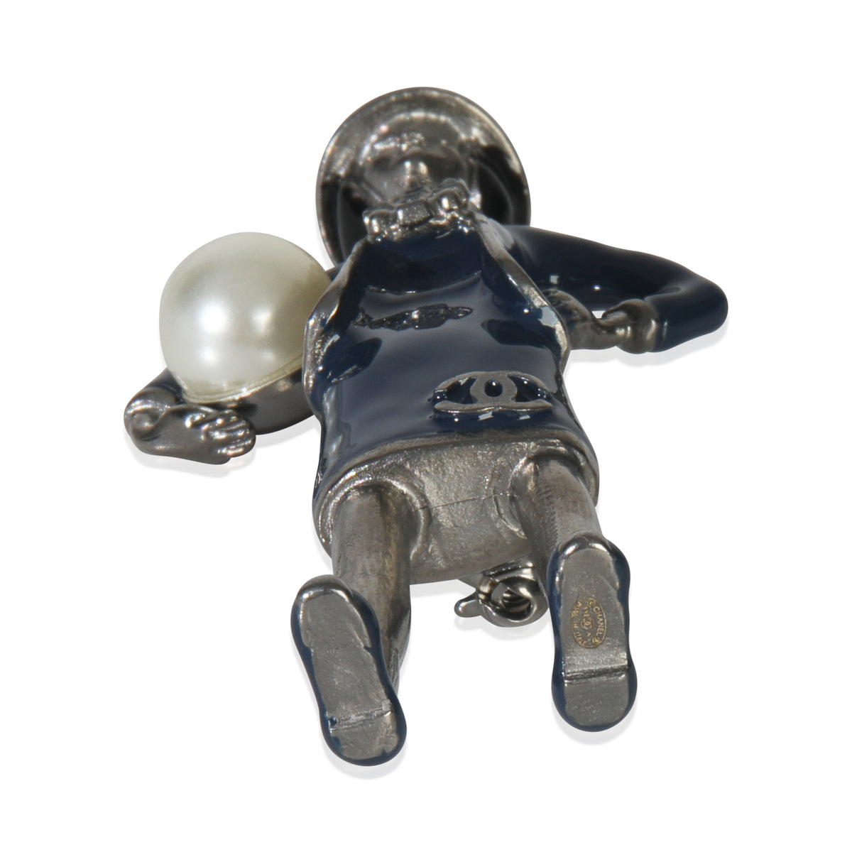 2012 Faux Pearl & Enamel Mademoiselle Brooch