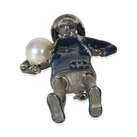 2012 Faux Pearl & Enamel Mademoiselle Brooch