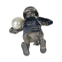 2012 Faux Pearl & Enamel Mademoiselle Brooch