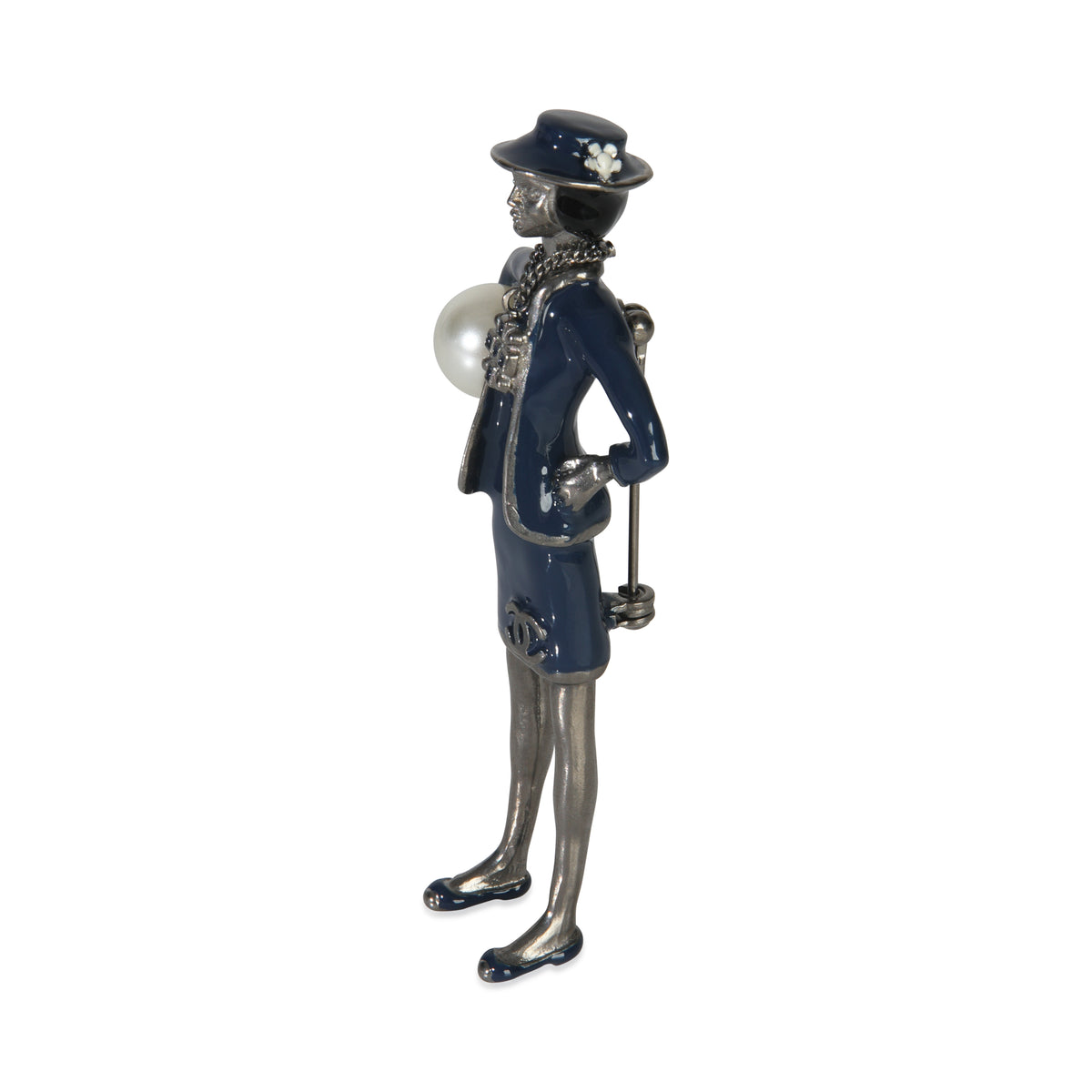 2012 Faux Pearl & Enamel Mademoiselle Brooch