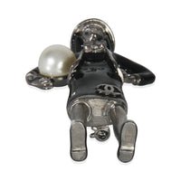 2012 Faux Pearl & Enamel Mademoiselle Brooch Brooch