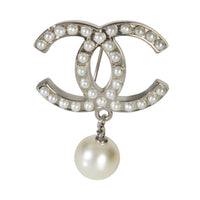 Gold-Plated  2008 Faux Pearl CC Brooch
